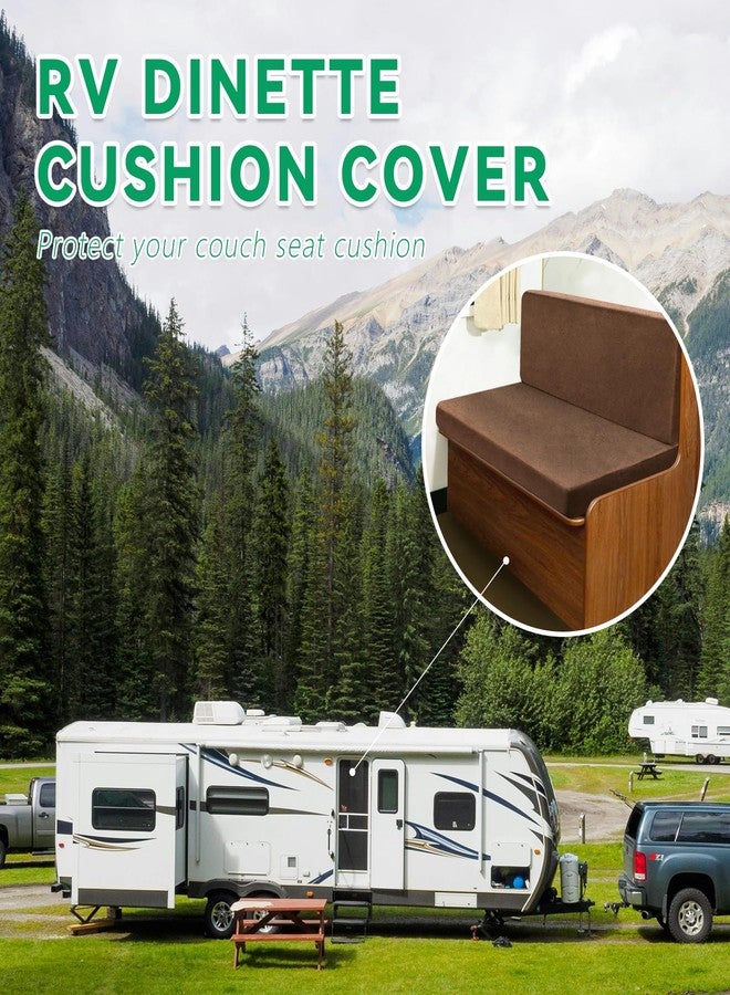 molasofa Leather Like RV Dinette Cushion Covers, RV Booth Seat Cover Stretchable Camper Cushion Couch Covers Washable Slipcovers for RV Camper Car Bench (2 Backrest Covers & 2 Bench Covers, Brown) - Image 3