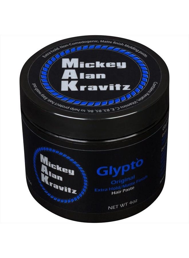 MAK Hair Products from Mickey Alan Kravitz - Glypto Blue (the Original) Concentrated Extra Hold Sculpting Hair Paste, Matte Finish, Water Base, Non Comedogenic, Won't Clog Pores - Image 1