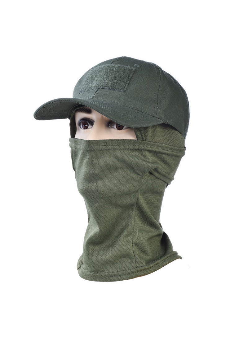 Generic Outdoor Camouflage Baseball Cap Mask Suitable for Climbing Camping Fishing Sun Protection Windproof Breathable Shade Cap Quick D Army Green suit [CAP + headgear]] 