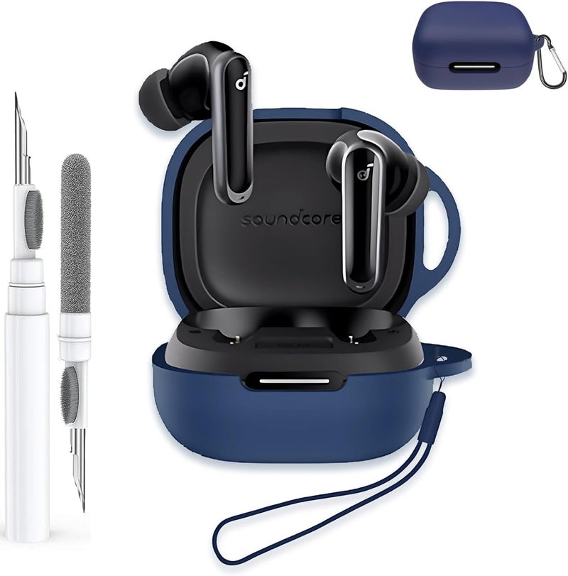 Betcolyn [4in1] Case for Anker Soundcore P40i: Shockproof Protective Cover with Carabiner & Lanyard & Cleaning Kit - (Blue) - Image 1