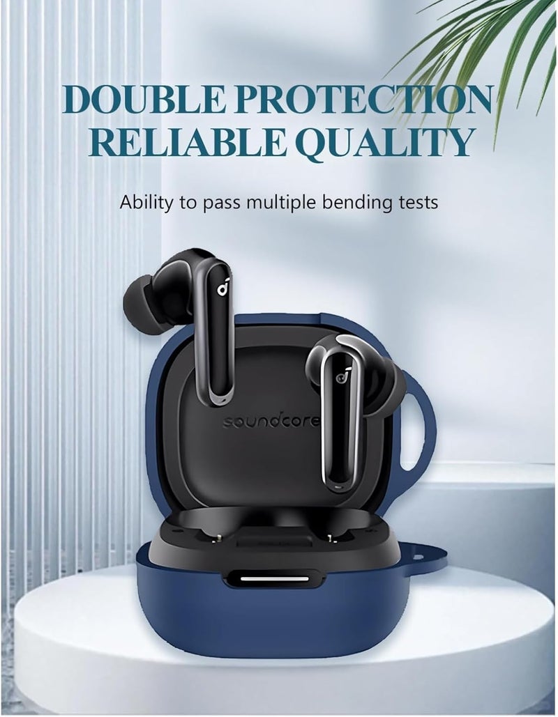 Betcolyn [4in1] Case for Anker Soundcore P40i: Shockproof Protective Cover with Carabiner & Lanyard & Cleaning Kit - (Blue) - Image 3