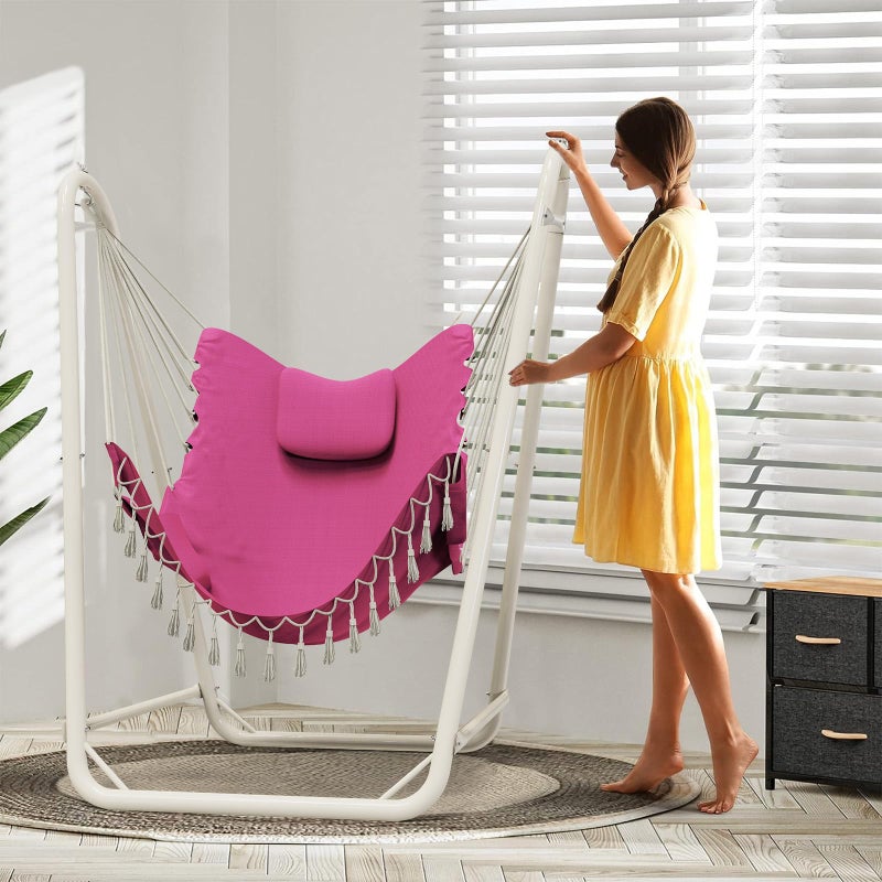 TOREVSIOR Hammock Chair with Stand,Heavy-Duty Hanging Chair with Stand, for Indoor Outdoor,Sturdy Swing Chair Stand Max Load 350 pounds(Hammock Chair Included) (Pale Pink) - Image 5