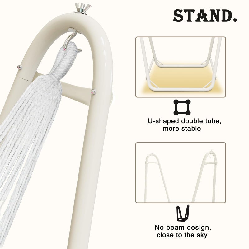 TOREVSIOR Hammock Chair with Stand,Heavy-Duty Hanging Chair with Stand, for Indoor Outdoor,Sturdy Swing Chair Stand Max Load 350 pounds(Hammock Chair Included) (Pale Pink) - Image 4