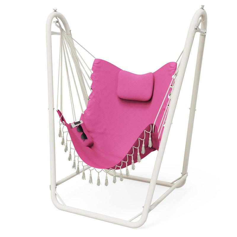 TOREVSIOR Hammock Chair with Stand,Heavy-Duty Hanging Chair with Stand, for Indoor Outdoor,Sturdy Swing Chair Stand Max Load 350 pounds(Hammock Chair Included) (Pale Pink) - Image 1