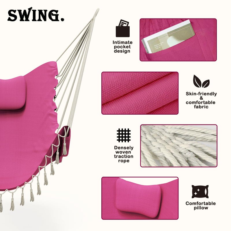 TOREVSIOR Hammock Chair with Stand,Heavy-Duty Hanging Chair with Stand, for Indoor Outdoor,Sturdy Swing Chair Stand Max Load 350 pounds(Hammock Chair Included) (Pale Pink) - Image 3