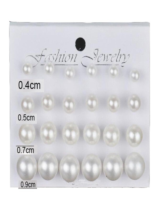 ZYALTFDC Trendy Pearl Earrings Studs for Women White Big Pearl Earrings Bridal Simulated Pearls Stud Earrings Jewelry Set for Wedding Hypoallergenic Faux Simulated Pearls for Women Ladies Birthday Christmas - Image 2