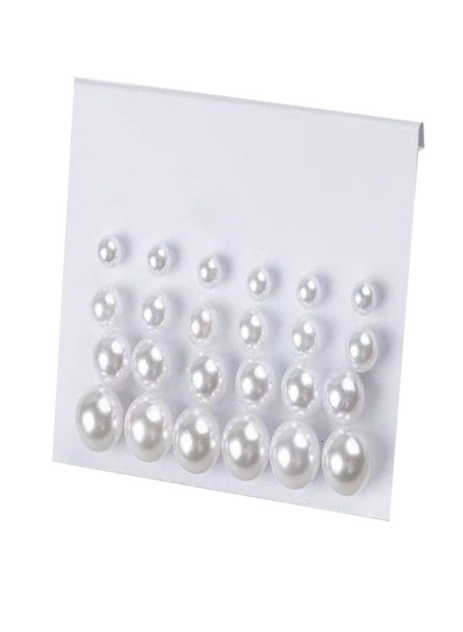 ZYALTFDC Trendy Pearl Earrings Studs for Women White Big Pearl Earrings Bridal Simulated Pearls Stud Earrings Jewelry Set for Wedding Hypoallergenic Faux Simulated Pearls for Women Ladies Birthday Christmas - Image 1