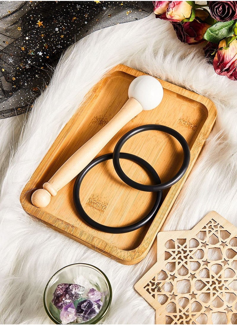 Excefore Singing Bowl Mallet Set, Includes Crystal Bowl Rubber Mallet Striker and O Rings, 2 Rubber Head Wood Handle Mallets, and 2 Rubber O Rings for Crystal Singing Bowl Sound Meditation  - Image 5