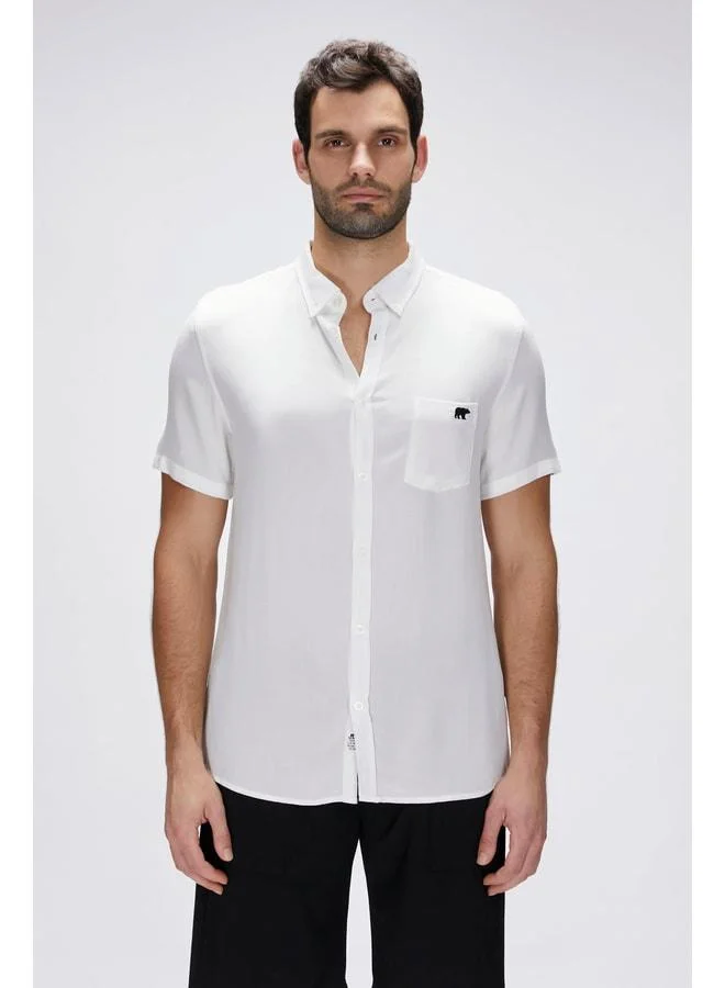 Bad Bear Frank Shirt Off-White White Short Sleeve Men's Shirt.