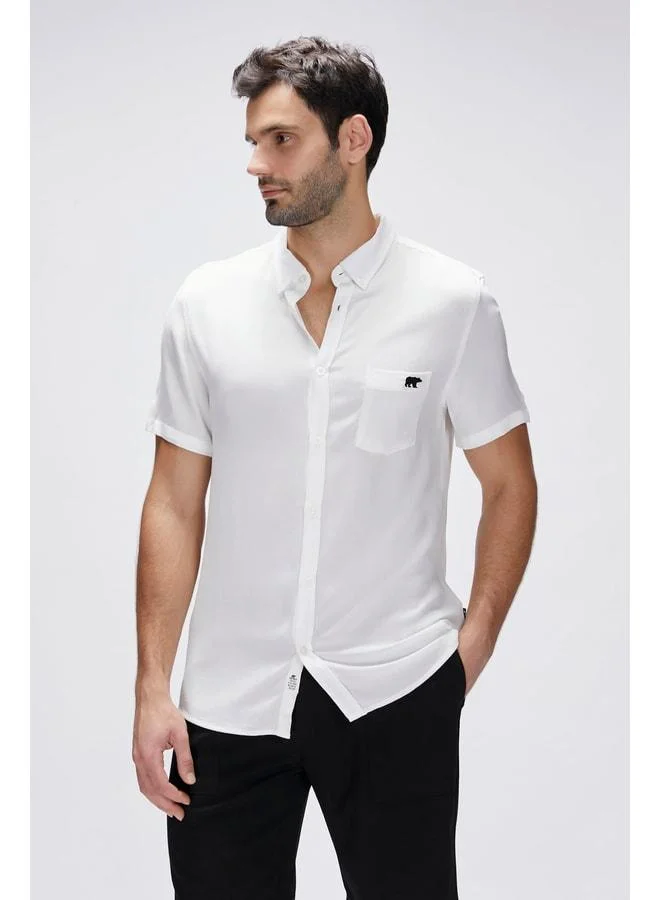 Bad Bear Frank Shirt Off-White White Short Sleeve Men's Shirt.