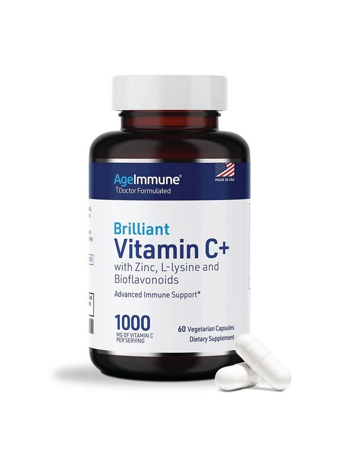 AgeImmune Vitamin C 1000mg Complex with L-Lysine 500mg, Zinc 12mg, Bioflavonoids 300mg. Doctor Formulated Magnesium Stearate Free Supplements for Healthy Immune System Support.(1) - Image 1