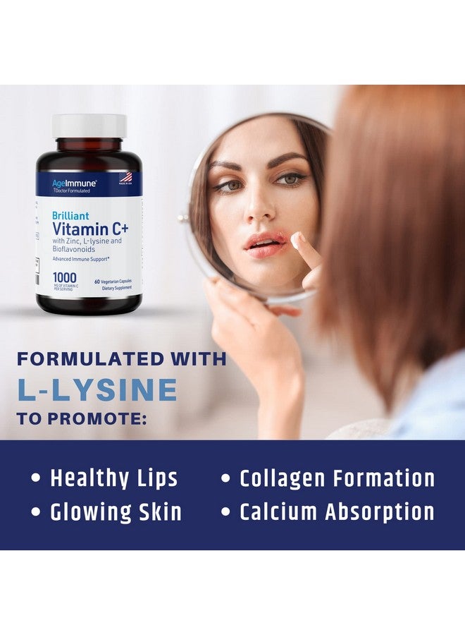 AgeImmune Vitamin C 1000mg Complex with L-Lysine 500mg, Zinc 12mg, Bioflavonoids 300mg. Doctor Formulated Magnesium Stearate Free Supplements for Healthy Immune System Support.(1) - Image 5