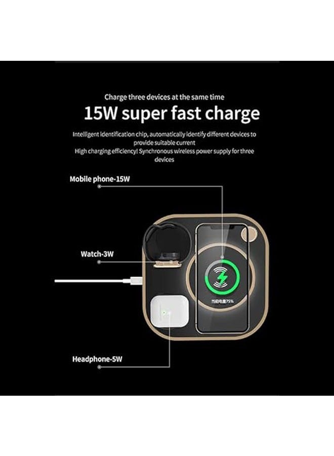 General Wireless Charger, 15w 3-in-1 Fast Wireless Charger Stand, Compatible with iPhone Watch Headphones (Other Headphones that Support Wireless Charging)  - Image 5