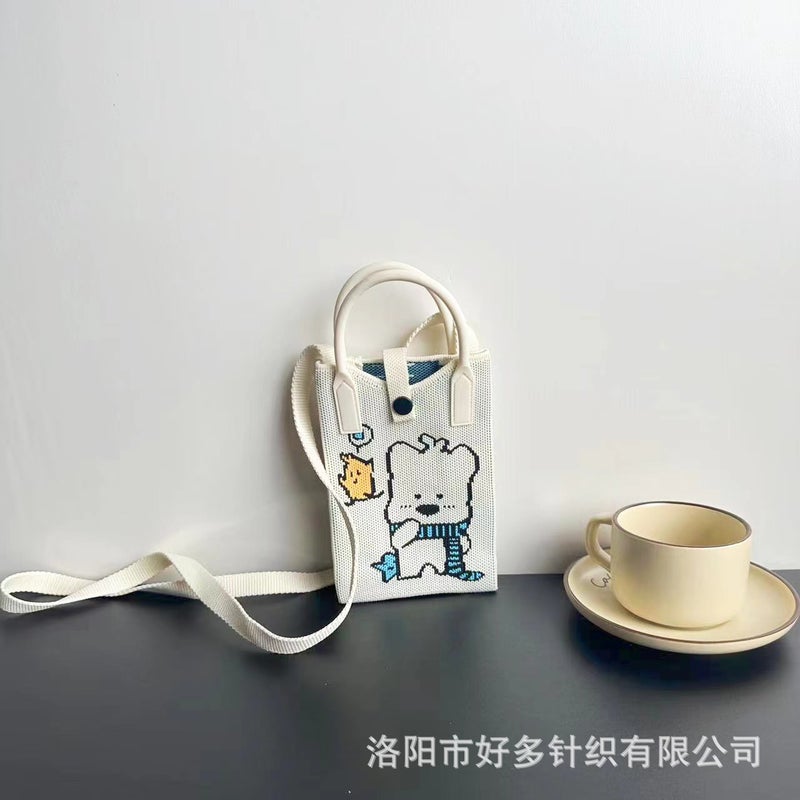 Advanced Sense Ins Mobile Phone Bag New Cartoon Knitted Bag Dopamine Niche All-Match Crossbody Shoulder Bag Handbag - Image 4