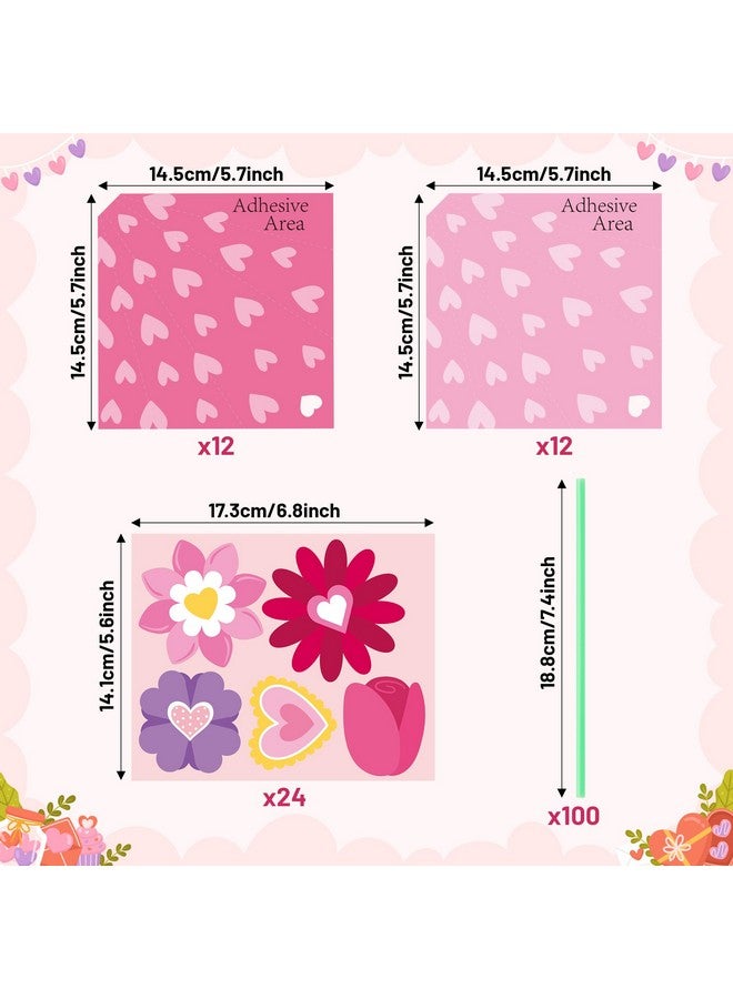 BeYumi Flower Bouquet Craft Kit - 24Pcs Mother's Day Pink Flower Bouquet Craft Kit for Kids Make Your Own Heart Floral Teacher Appreciation DIY Gift School Classroom Home Fun Activities - Image 2