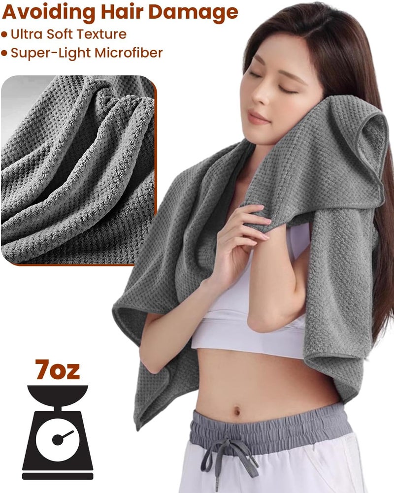 Long absorbent quick-drying anti-frizz microfiber curly hair cap (gray) - Image 3