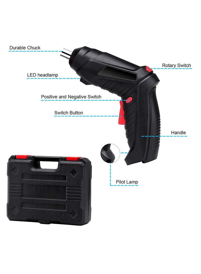 SYOSI Electric Screwdriver, 4.2V Cordless Screwdriver Rechargeable with 44pcs Screwdriver Bit Set, Front LED Light, Flexible Shaft Carrying Case, Easy for Small Home Projects, Micro USB - Image 5