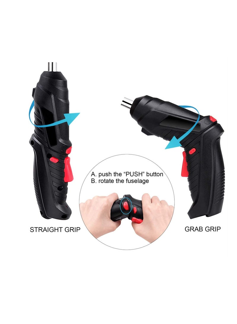 SYOSI Electric Screwdriver, 4.2V Cordless Screwdriver Rechargeable with 44pcs Screwdriver Bit Set, Front LED Light, Flexible Shaft Carrying Case, Easy for Small Home Projects, Micro USB - Image 4