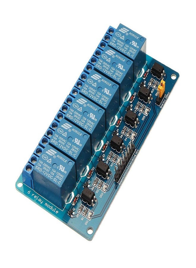 REES52 6 Channel 12V Relay Module Low Level Trigger With Optocoupler Isolation - 12V 6 Channel Relay Module - Image 1