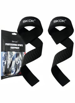 SKDK 2 PCS Cotton Hard Pull Wrist Lifting Straps Grips Band-Deadlift Straps with Neoprene Cushioned Wrist Padded and Anti-Skid Silicone - for Weightlifting, Bodybuilding, Strength Training  - Image 1