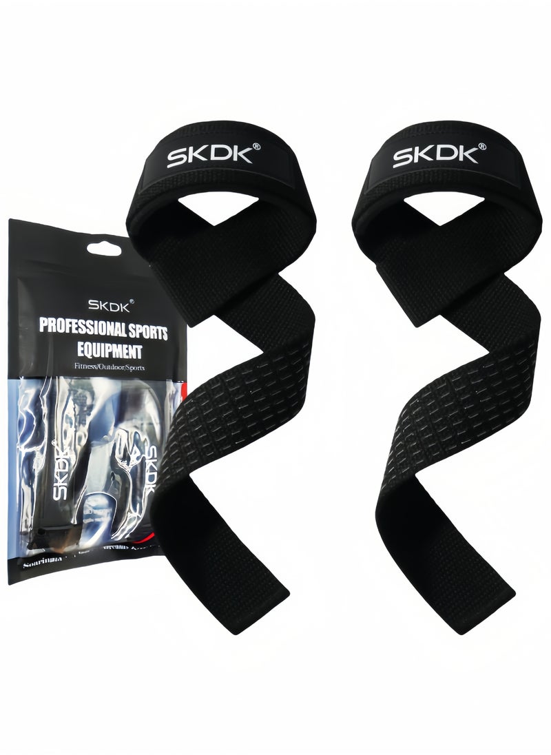 SKDK 2 PCS Cotton Hard Pull Wrist Lifting Straps Grips Band-Deadlift Straps with Neoprene Cushioned Wrist Padded and Anti-Skid Silicone - for Weightlifting, Bodybuilding, Strength Training  - Image 1
