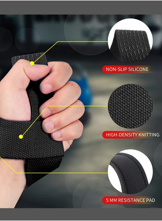 SKDK 2 PCS Cotton Hard Pull Wrist Lifting Straps Grips Band-Deadlift Straps with Neoprene Cushioned Wrist Padded and Anti-Skid Silicone - for Weightlifting, Bodybuilding, Strength Training  - Image 2