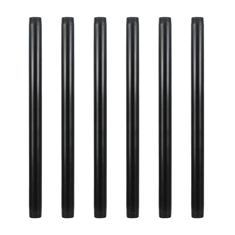 GeilSpace 6 Pack 3/4" Ã— 16" Pre-Cut Black Metal Pipe, Industrial Steel Fits Standard Three Quarters Inch Threaded Pipes and Fittings - Vintage DIY Industrial Shelving (3/4" Ã— 16", Black)