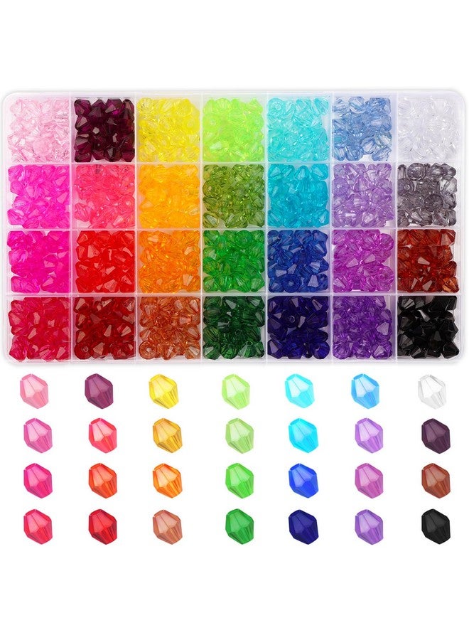 PAXCOO 560Pcs Crystal Beads For Jewelry Making Crystal Acrylic Beads Faceted Jewelry Beads Bicone Gem Beads Jewel For Jewelry Making (10 Mm) - Image 1