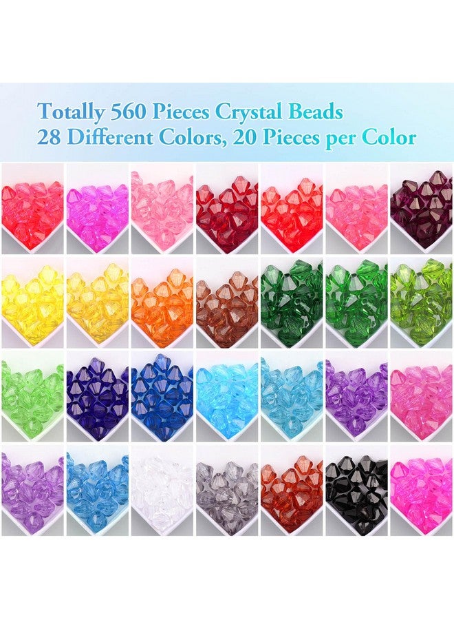 PAXCOO 560Pcs Crystal Beads For Jewelry Making Crystal Acrylic Beads Faceted Jewelry Beads Bicone Gem Beads Jewel For Jewelry Making (10 Mm) - Image 2