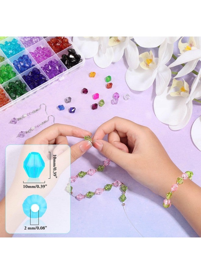 PAXCOO 560Pcs Crystal Beads For Jewelry Making Crystal Acrylic Beads Faceted Jewelry Beads Bicone Gem Beads Jewel For Jewelry Making (10 Mm) - Image 3