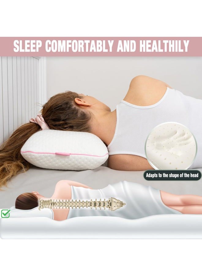 alkamto Memory Foam Pillow for Travel and Camping with Extra Cotton Cover – Easy to Carry Portable Bag (Pink) - Image 3