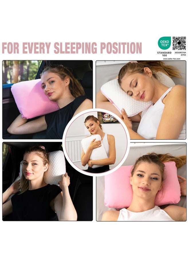 alkamto Memory Foam Pillow for Travel and Camping with Extra Cotton Cover – Easy to Carry Portable Bag (Pink) - Image 5