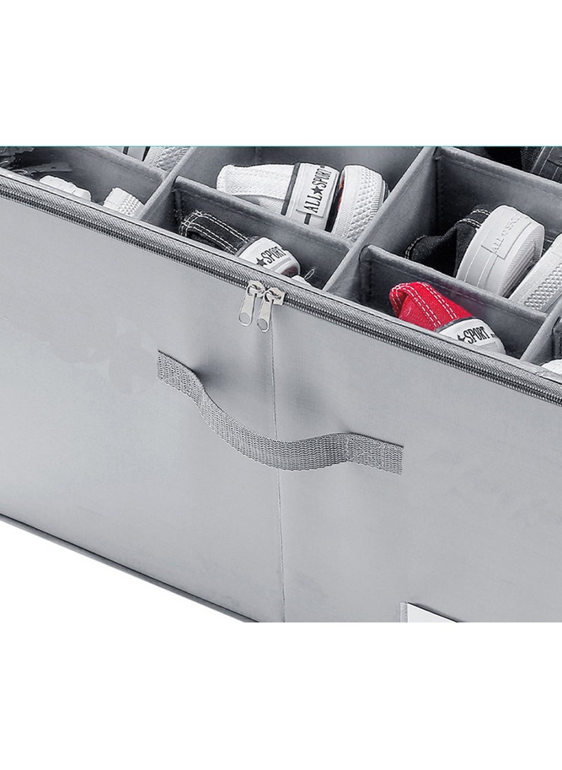 XiuWoo - Extra Large Stackable Foldable Shoe Rack Cabinet Cubby, Shoe Storage Box, Closet Shoe Organizer Bins, Space Saver Shoes Containers Bin with Clear Lids, Handles Fits 16 Pairs Shoe - Image 1