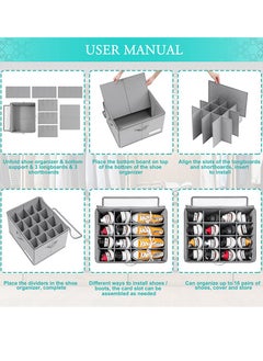 XiuWoo Extra Large Stackable Foldable Shoe Rack Cabinet Cubby, Shoe Storage Box, Closet Shoe Organizer Bins, Space Saver Shoes Containers Bin with Clear Lids, Handles Fits 16 Pairs Shoe  - Image 2