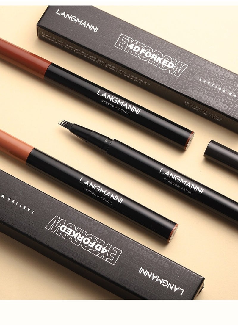 LANGMANNI - 02Eyebrow Pencil - Eye Makeup Brow Pen Liquid Pencil with 4 Micro-Fork Tip - Image 1