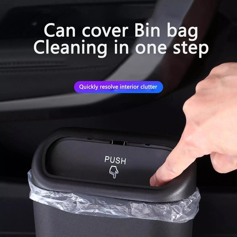 ROKTRY 15L Capacity Car Trash Can Bin with Lid and Trash Bags Small Car Garbage Can Leakproof Mini Car Accessories Trash Bin Car Dustbin Organizer Container for Car Office Home - Image 4