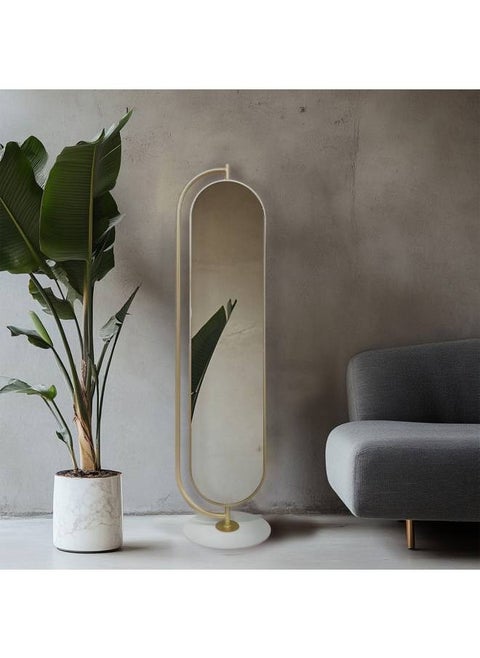 Gold Iron Frame Full Length Mirror With Holder And Hangers In The Back, Size 175X42 Cm