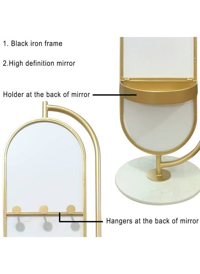 Switch - Gold Iron Frame Full Length Mirror With Holder And Hangers In The Back, Size 175X42 Cm - Image 1