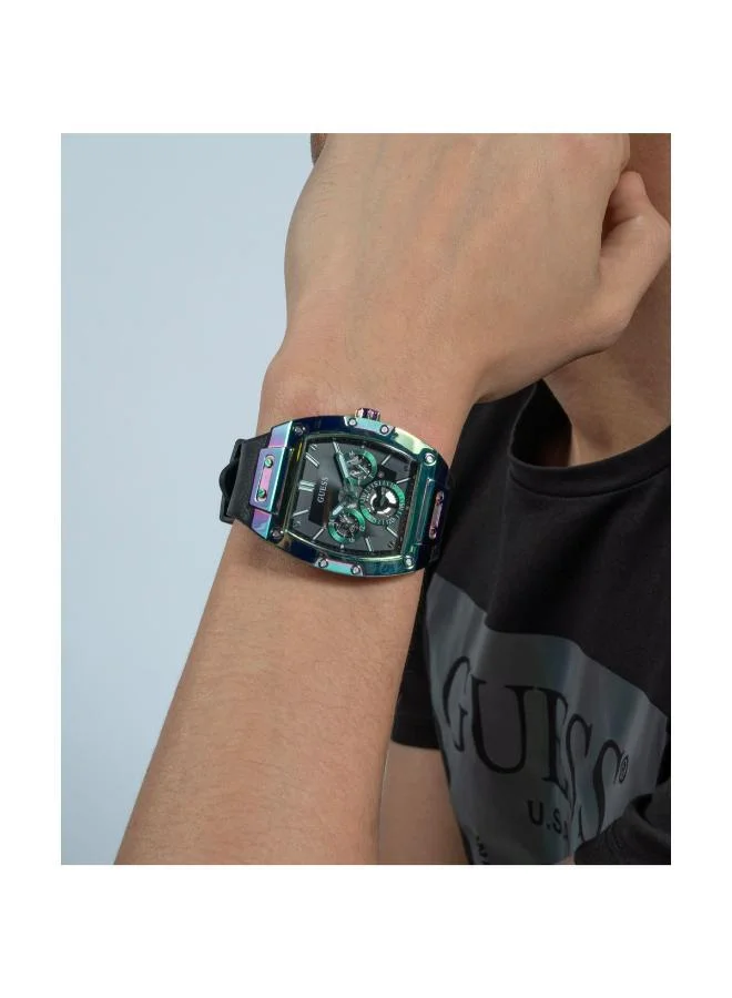 جس Mens Black 2-Tone Multi-function Watch