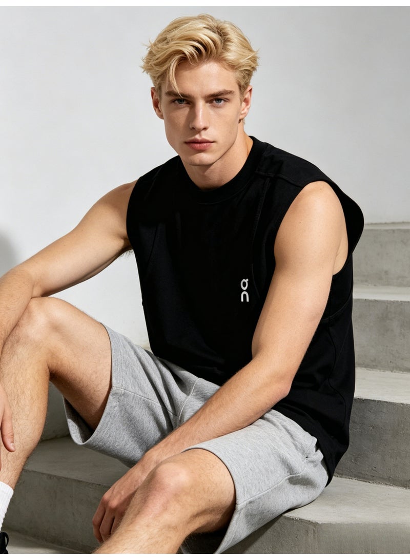 On Running Men’s Black Soft Sleeveless White Logo Crew Neck Athletic Tank Top - Image 2