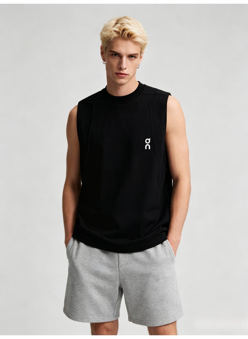 On Running Men’s Black Soft Sleeveless White Logo Crew Neck Athletic Tank Top - Image 5