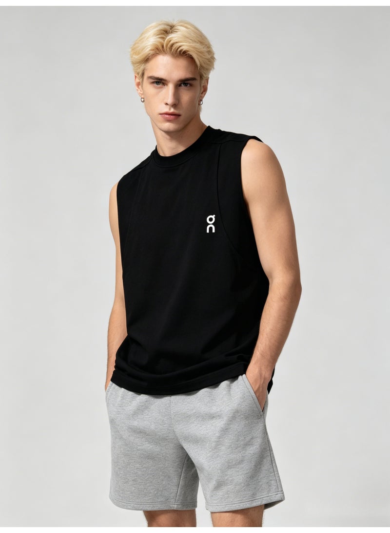 On Running Men’s Black Soft Sleeveless White Logo Crew Neck Athletic Tank Top - Image 4