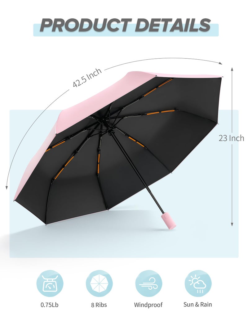 Yoobure Automatic Travel Umbrellas for Rain - Portable & Compact Umbrella for Backpack, Car, UV Umbrellas for Sun Protection, Windproof Folding Small Umbrella in Macaron for Kids, Women, Colorful - Image 2