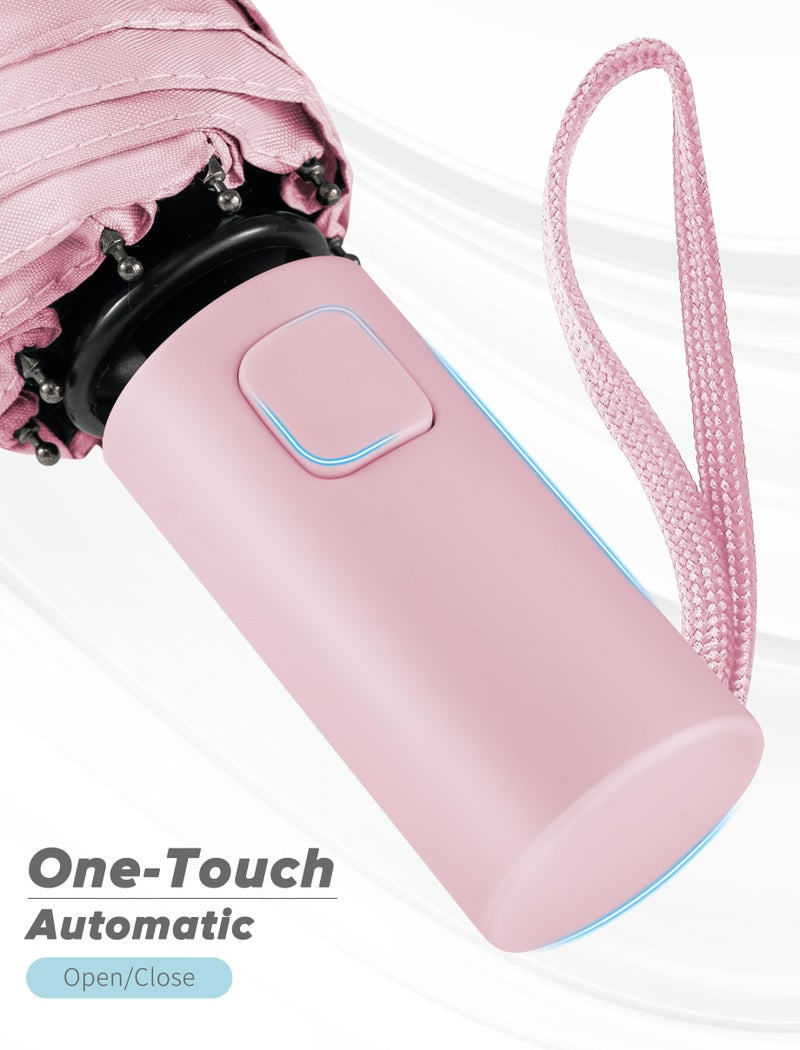 Yoobure Automatic Travel Umbrellas for Rain - Portable & Compact Umbrella for Backpack, Car, UV Umbrellas for Sun Protection, Windproof Folding Small Umbrella in Macaron for Kids, Women, Colorful - Image 3