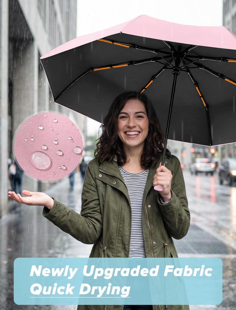 Yoobure Automatic Travel Umbrellas for Rain - Portable & Compact Umbrella for Backpack, Car, UV Umbrellas for Sun Protection, Windproof Folding Small Umbrella in Macaron for Kids, Women, Colorful - Image 4