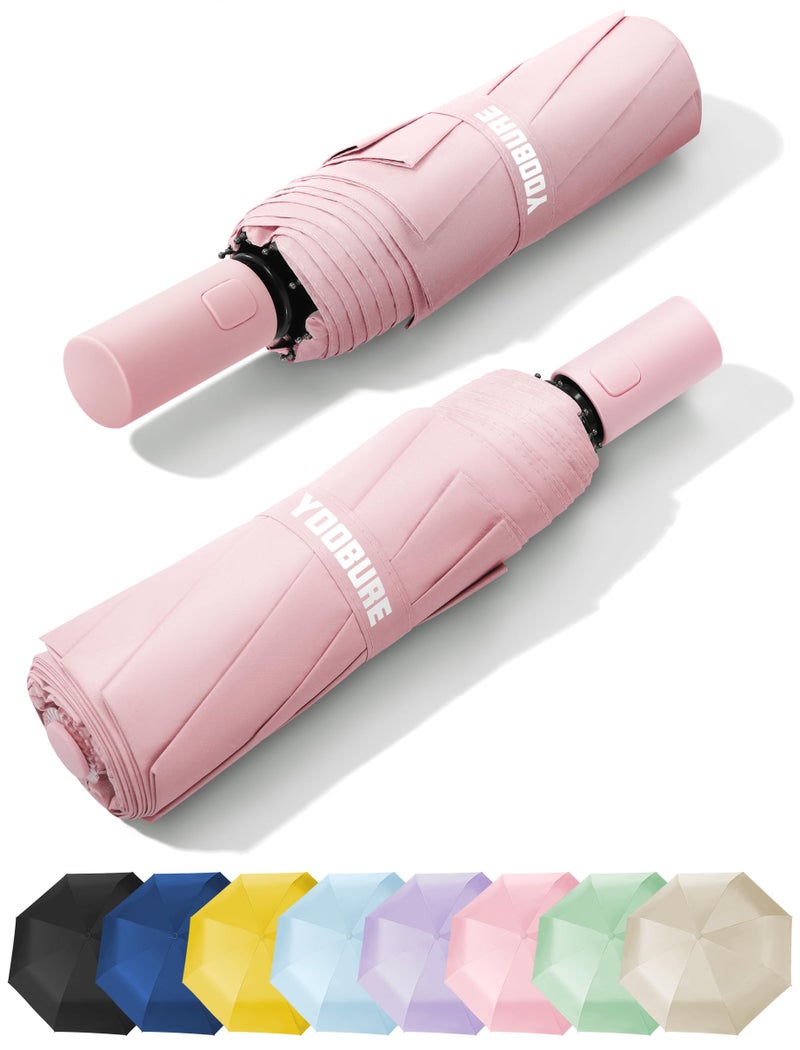 Yoobure Automatic Travel Umbrellas for Rain - Portable & Compact Umbrella for Backpack, Car, UV Umbrellas for Sun Protection, Windproof Folding Small Umbrella in Macaron for Kids, Women, Colorful - Image 1