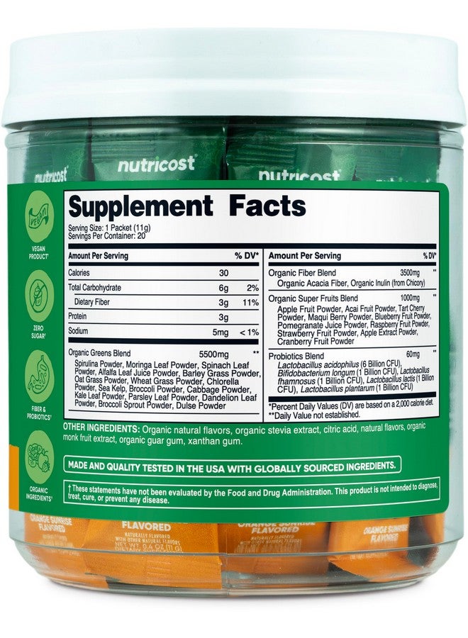Nutricost Organic Super Greens (Orange Sunrise Flavored) 20 Stickpacks - Gluten-Free, Non-GMO - Image 5