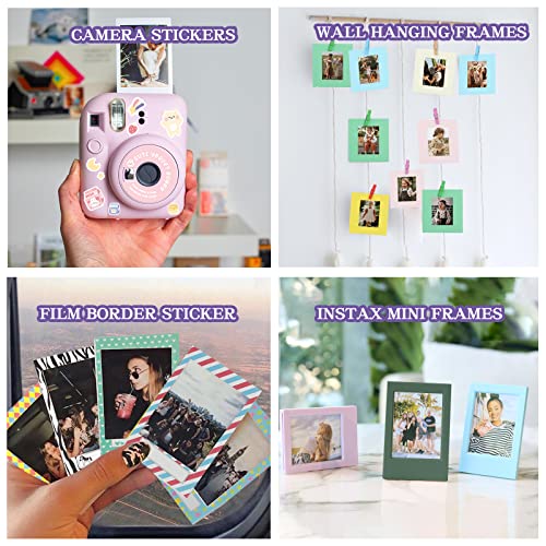 WOGOZAN Mini 12 Accessories Kit for Fujifilm Instax Mini 12 Instant Camera Case+Album for 3 Inch Film+Color Filters+Photo Album & Frames+Wall Hanging Frame+DIY Sticker (Blue Pink Watercolor) - Image 5