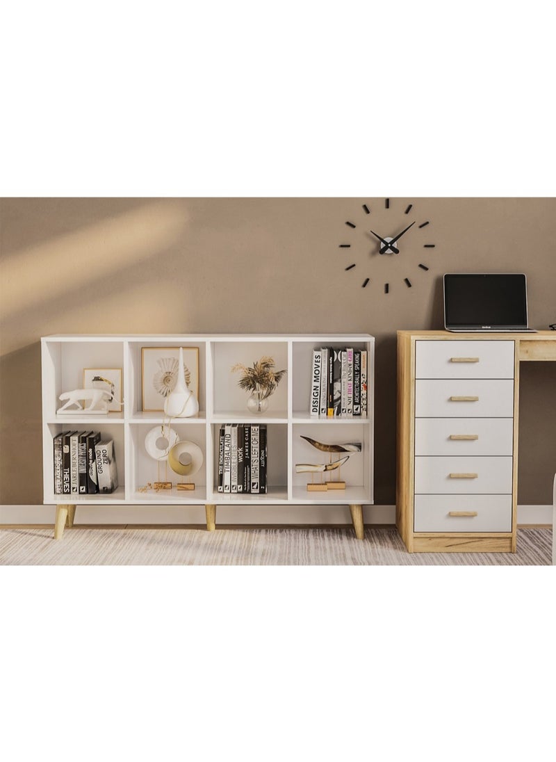 AGD Small Bookcase, 8-Storage Unit, Suitable for Living Room, Study Room, Interior Decoration, 120*30*72cm White  - Image 5