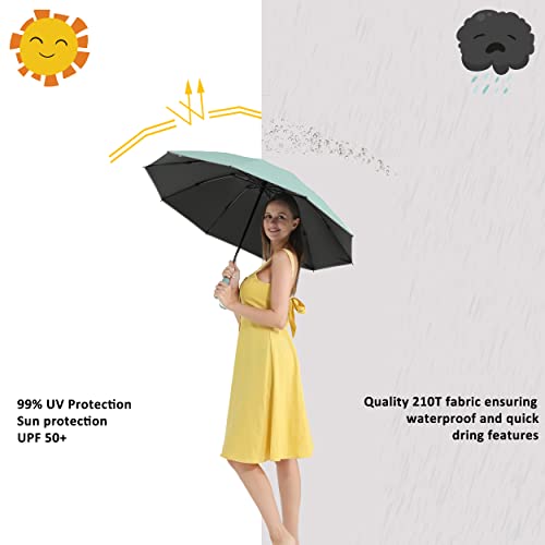 BAODINI Inverted UV Protection Umbrella for Rain and Sun Medium Size 46 inch arc Canopy UPF 50+ Rverse Compact Umbrella Auto Open Close for Travel - Image 2
